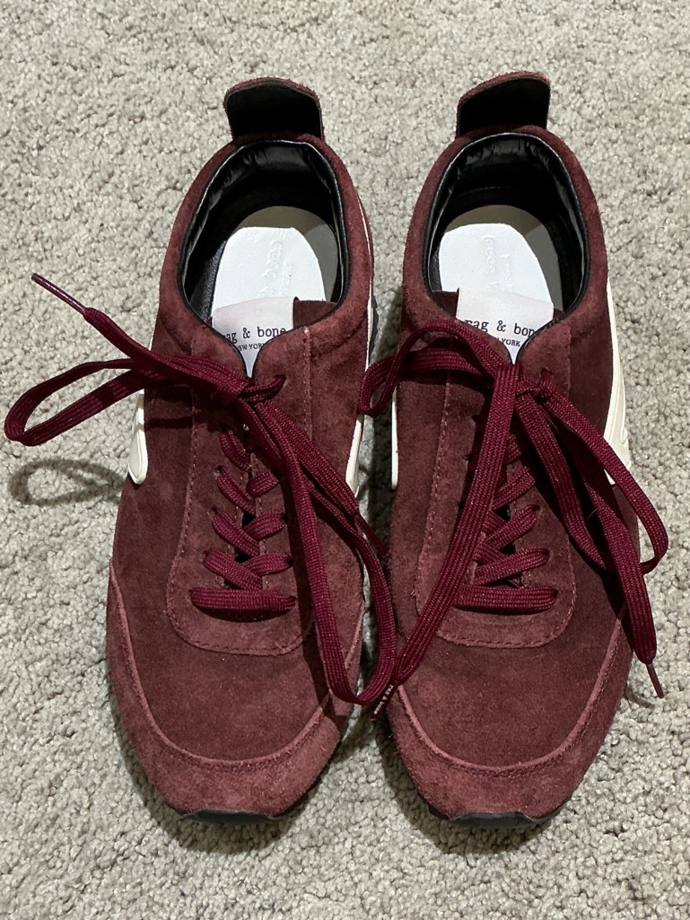 rag & bone Women’s Burgundy Suede Lace-Up Sneakers